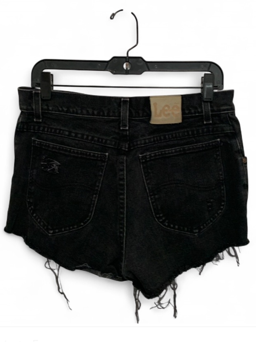 Vintage Lee Black Cutoff Denim Shorts with Frayed Hem